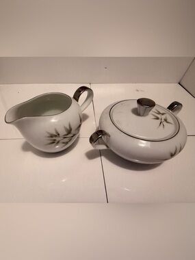 Empress China Bamboo Garden Creamer and Sugar Bowl